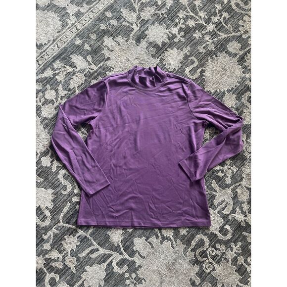 LL Bean Supima Cotton Pullover Mock Neck Long sleeve Layer Size Medium - Picture 1 of 3
